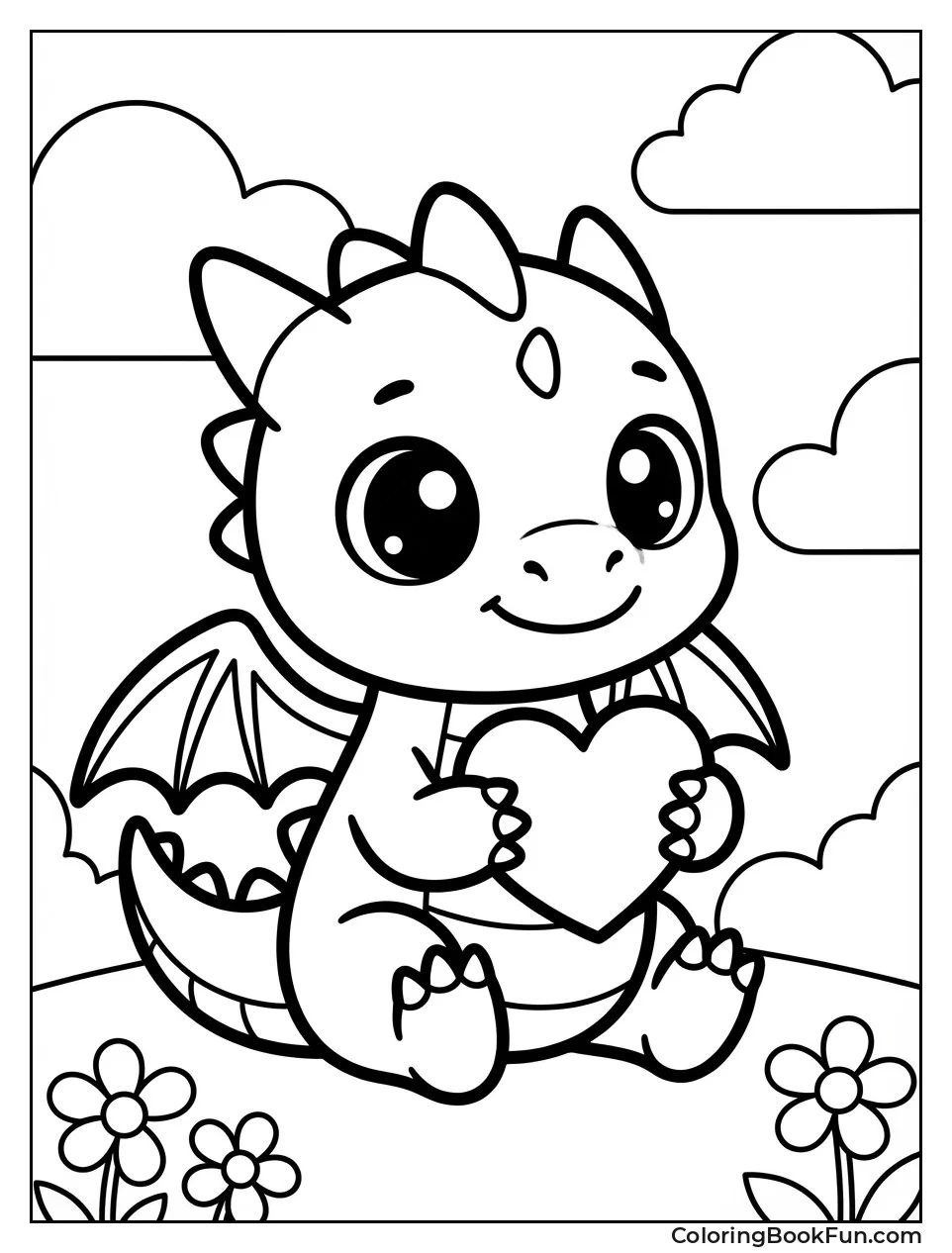 Kawaii Chibi Dragon with Heart