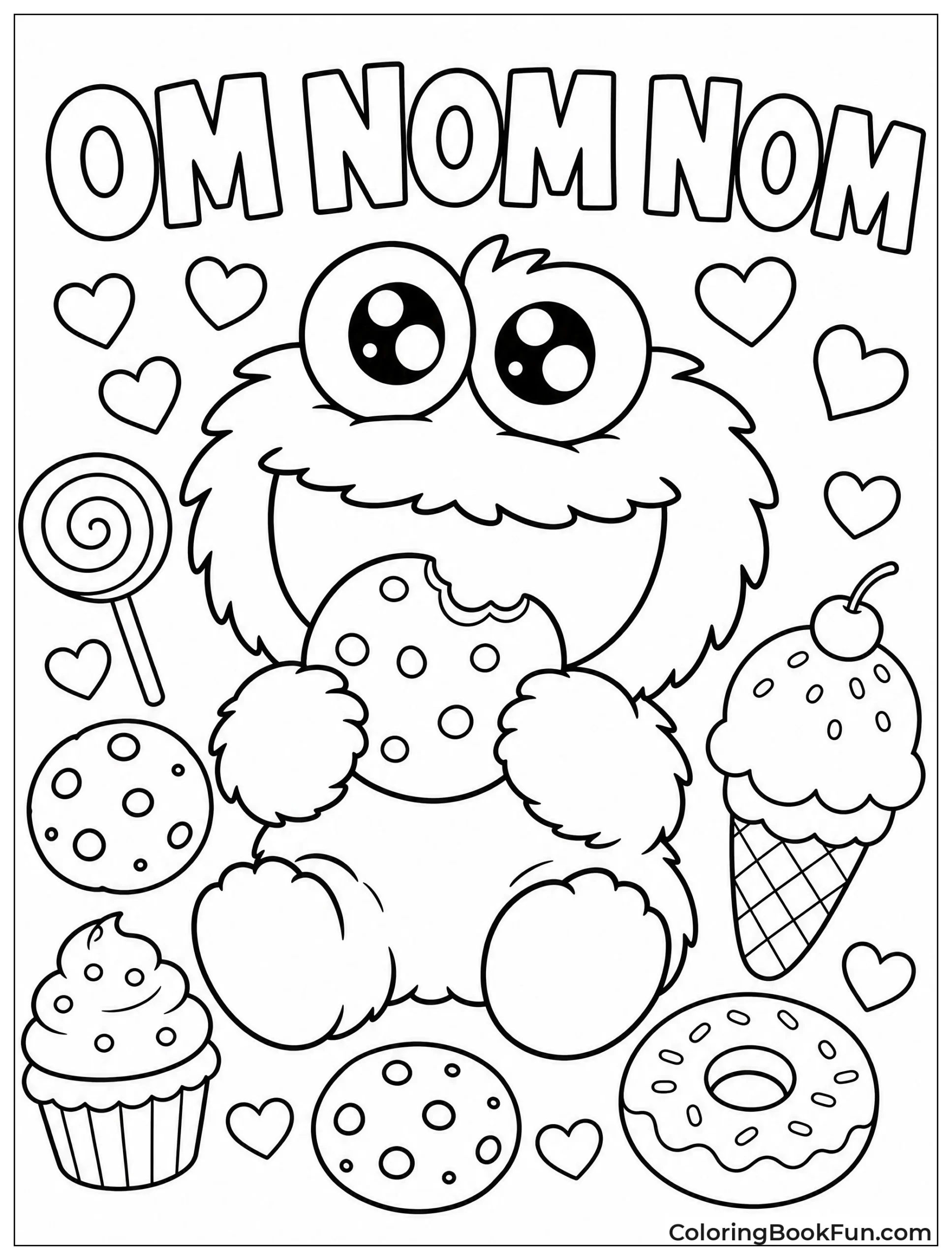 Kawaii Cookie Monster with Sweets