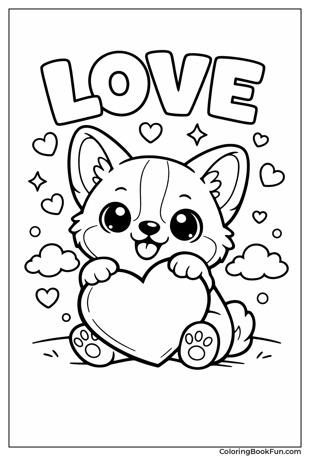 Kawaii Corgi with Big Heart
