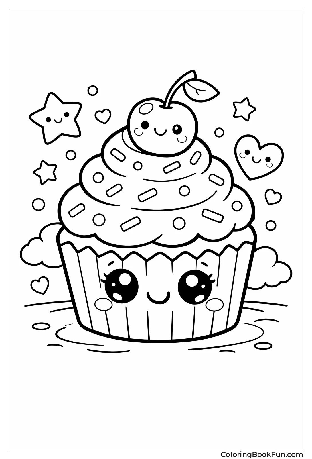 Smiling Cupcake with Sprinkles