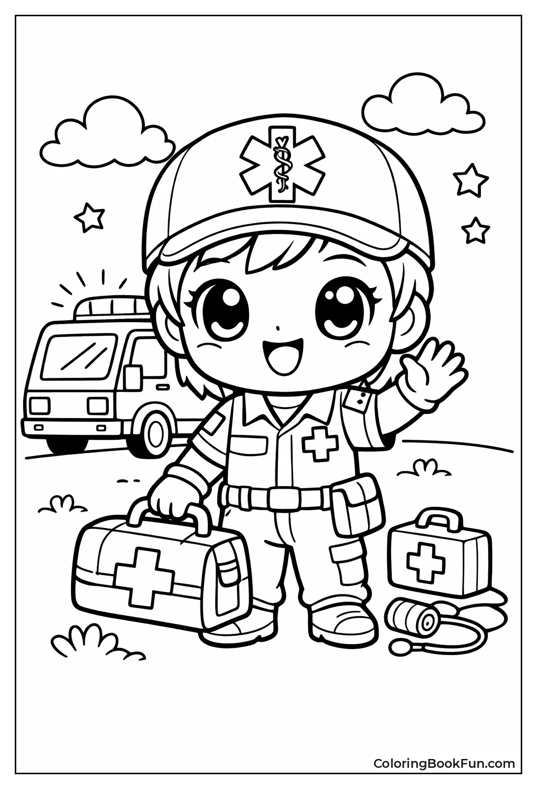 Cute Paramedic Waves Happily