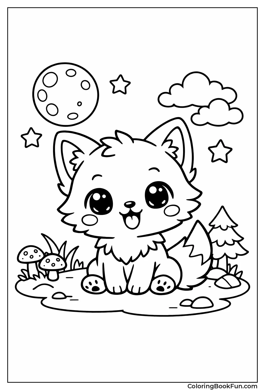 Kawaii Wolf with Big Eyes