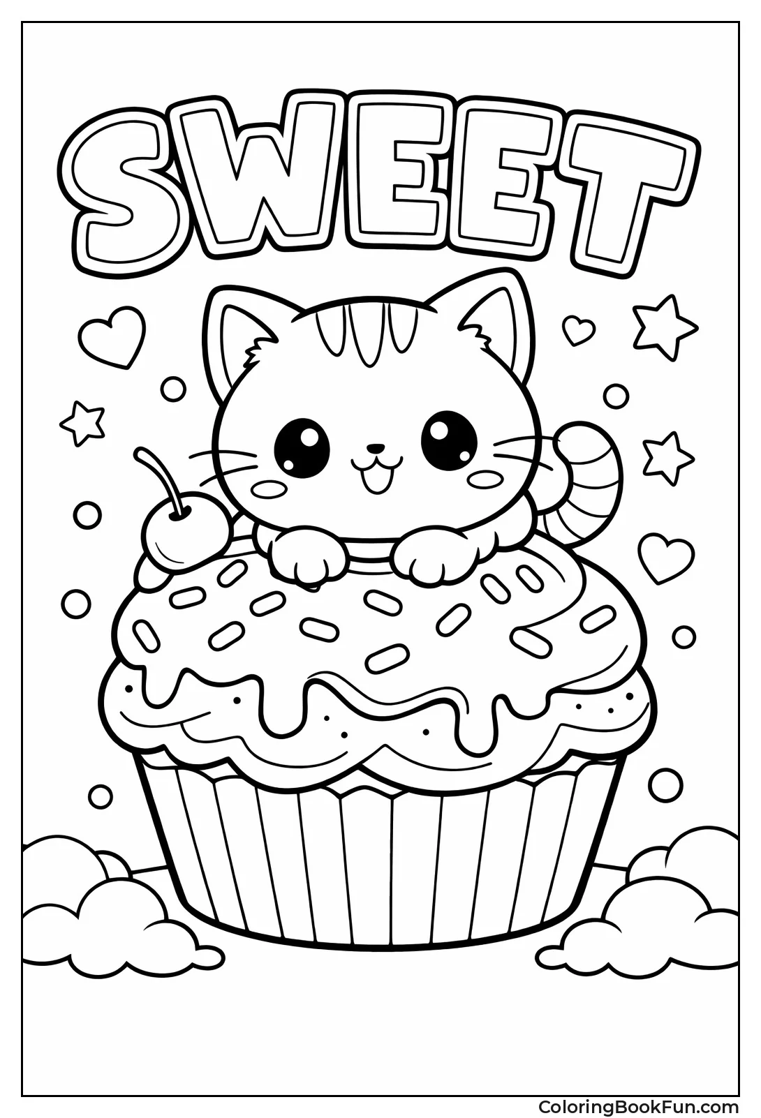 Kawaii Kitten on Cupcake