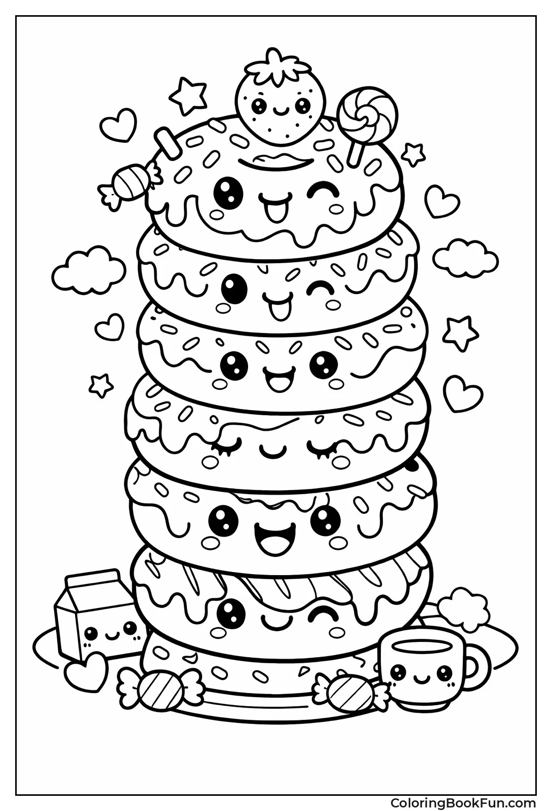 Stacked Donuts with Faces