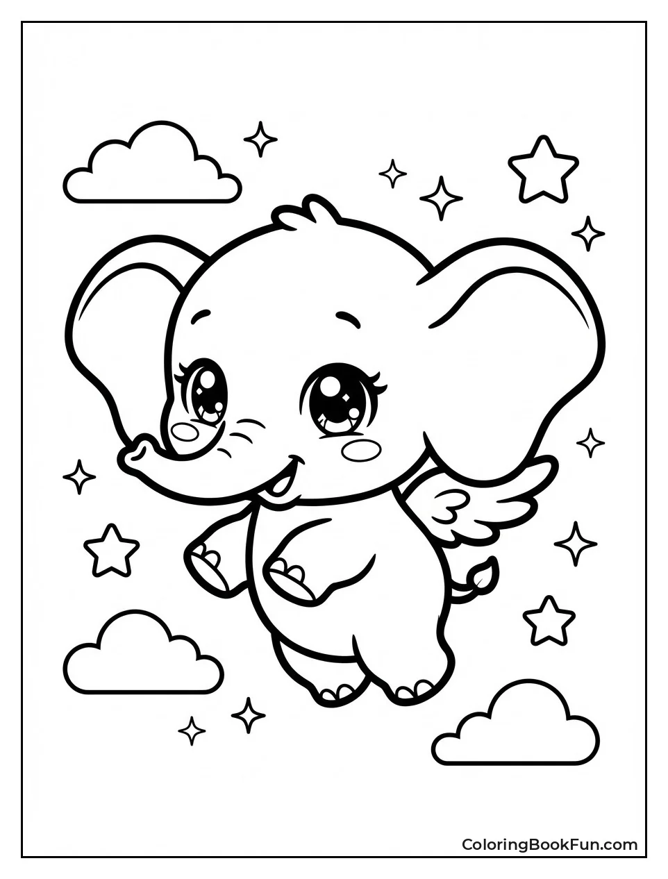 Kawaii Dumbo with Sparkles