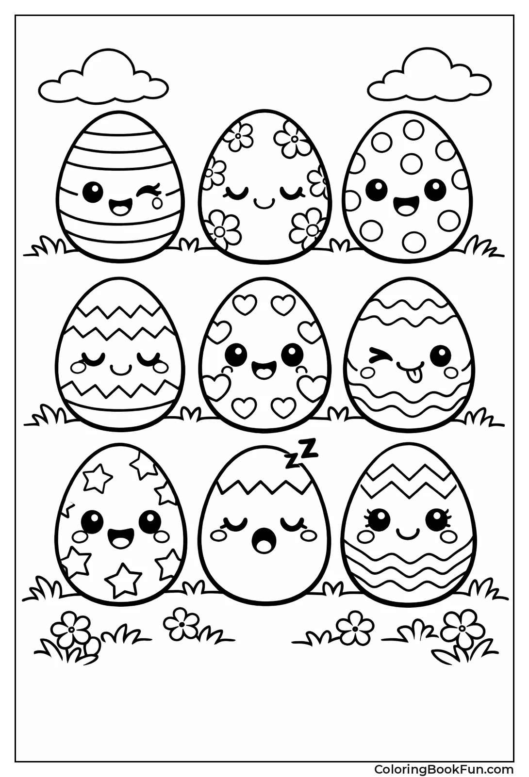 Kawaii Eggs with Cute Faces