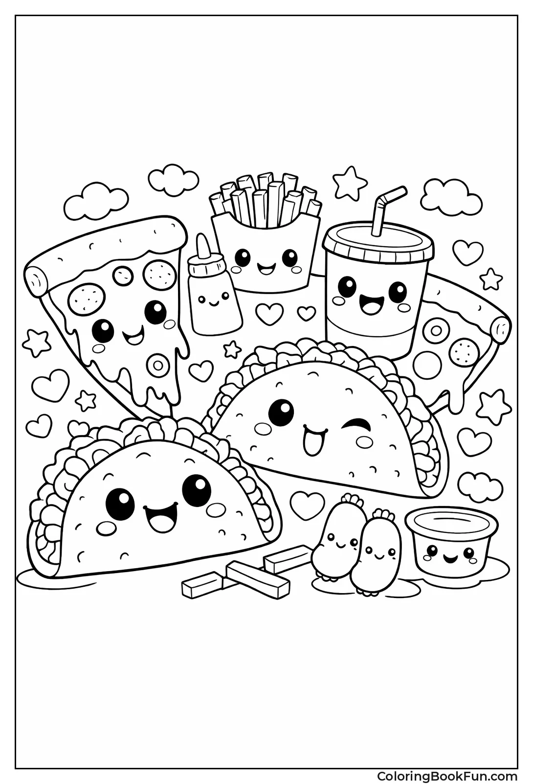 Smiling Pizza and Tacos