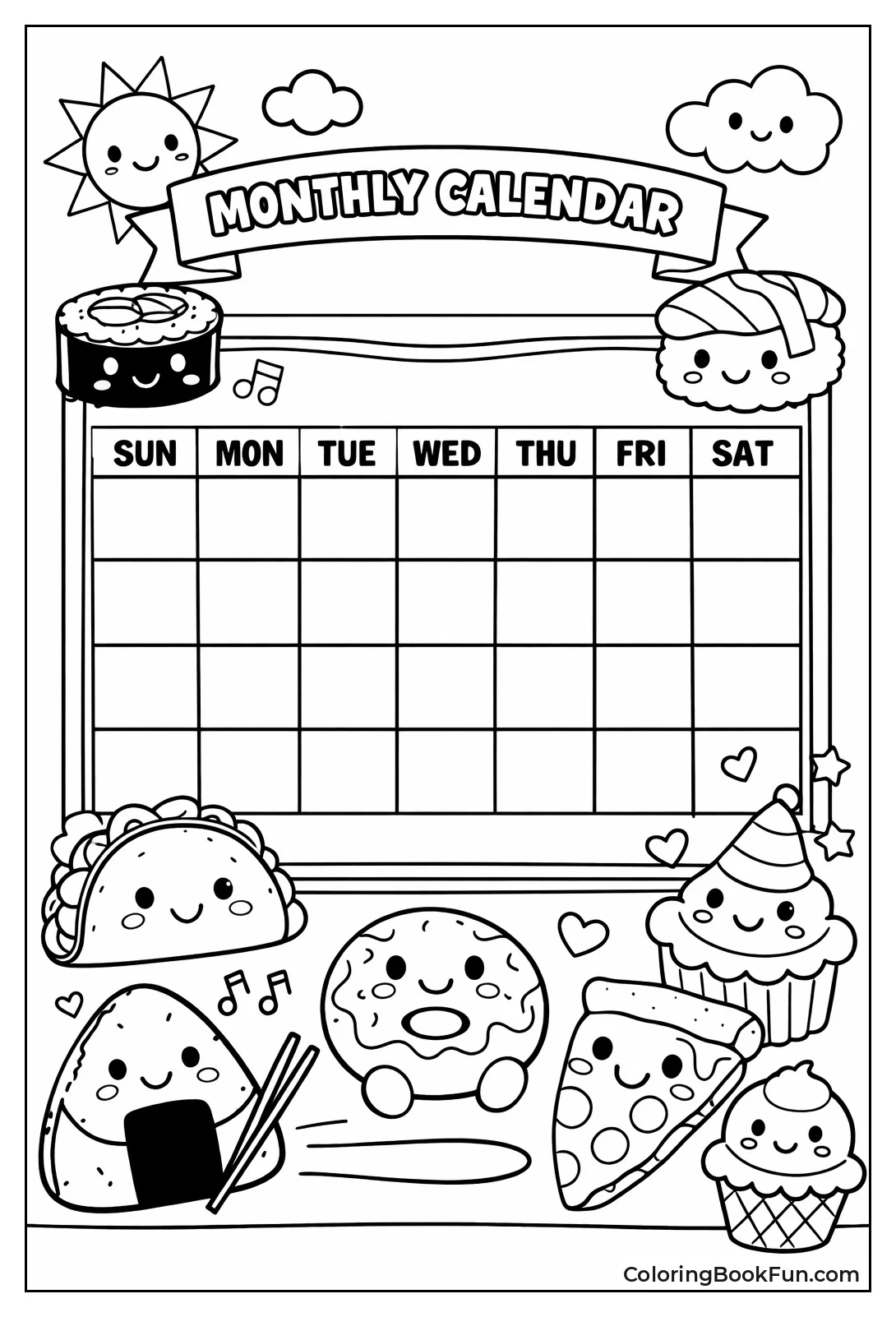 Cute Foods Guard Calendar Days