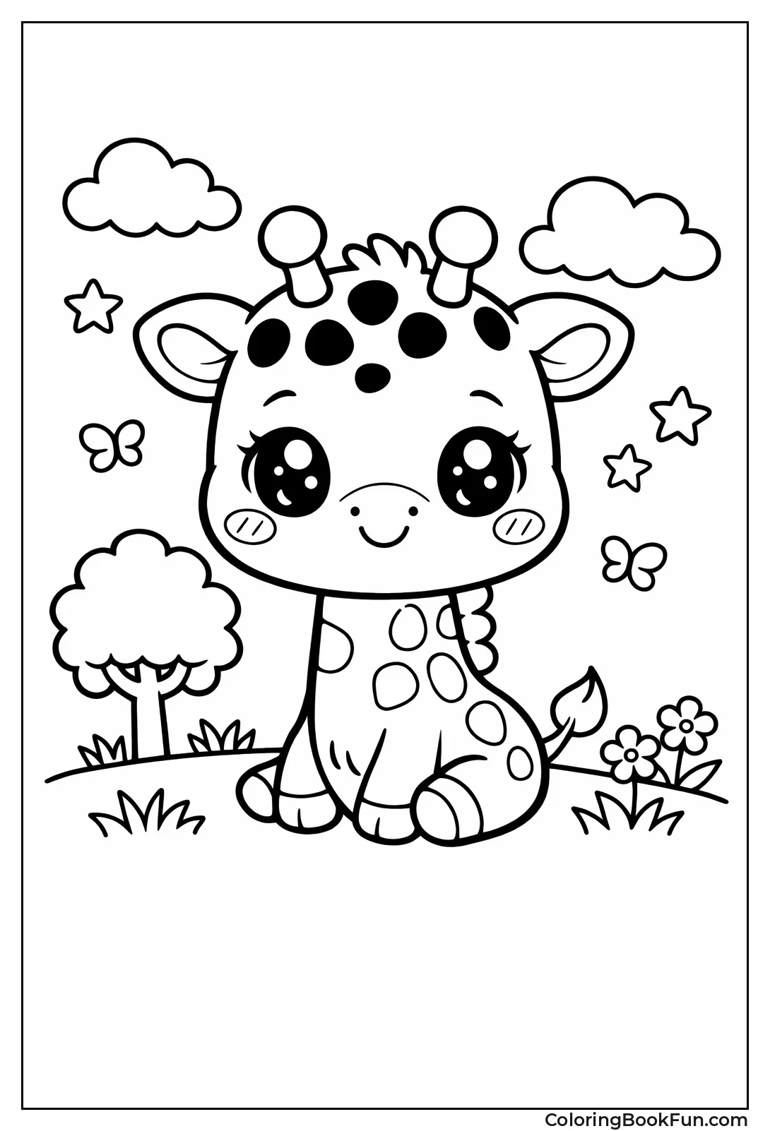 Kawaii Giraffe with Sparkly Eyes