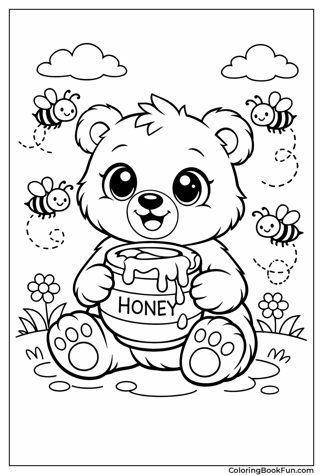 Kawaii Bear with Honey
