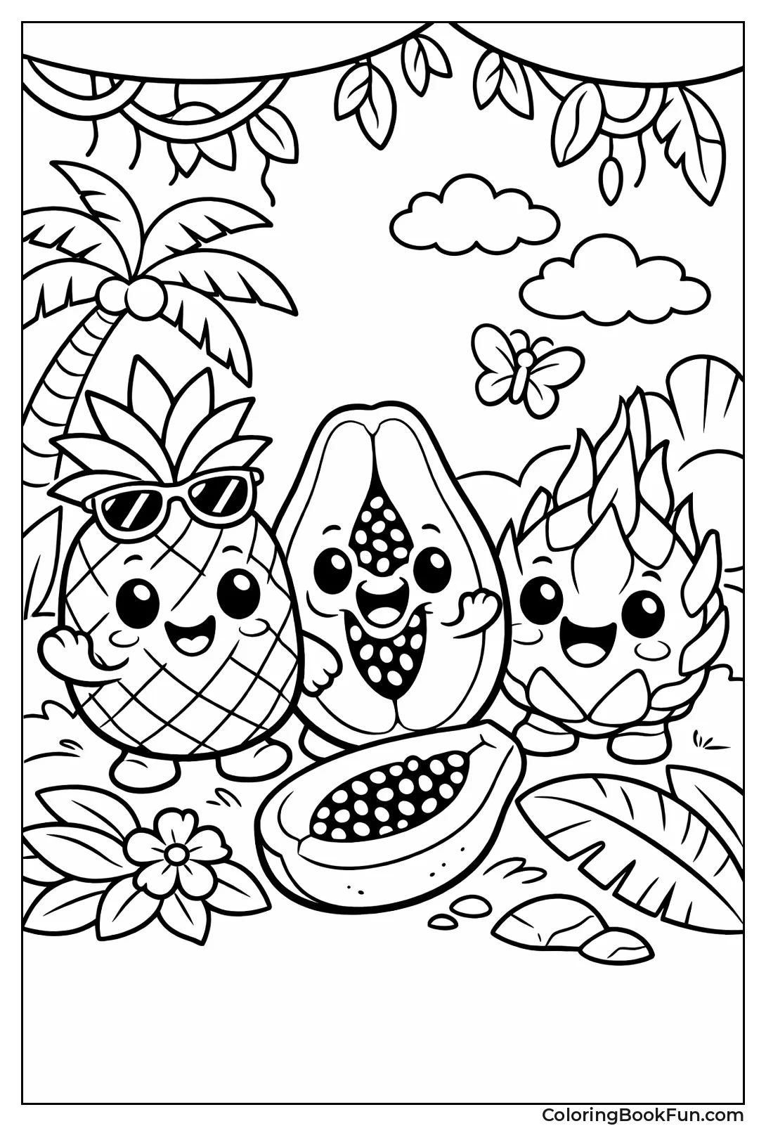 Cute Fruits Smile Happily