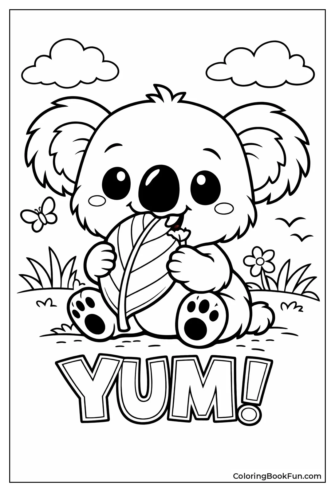 Kawaii Koala Eats Leaf