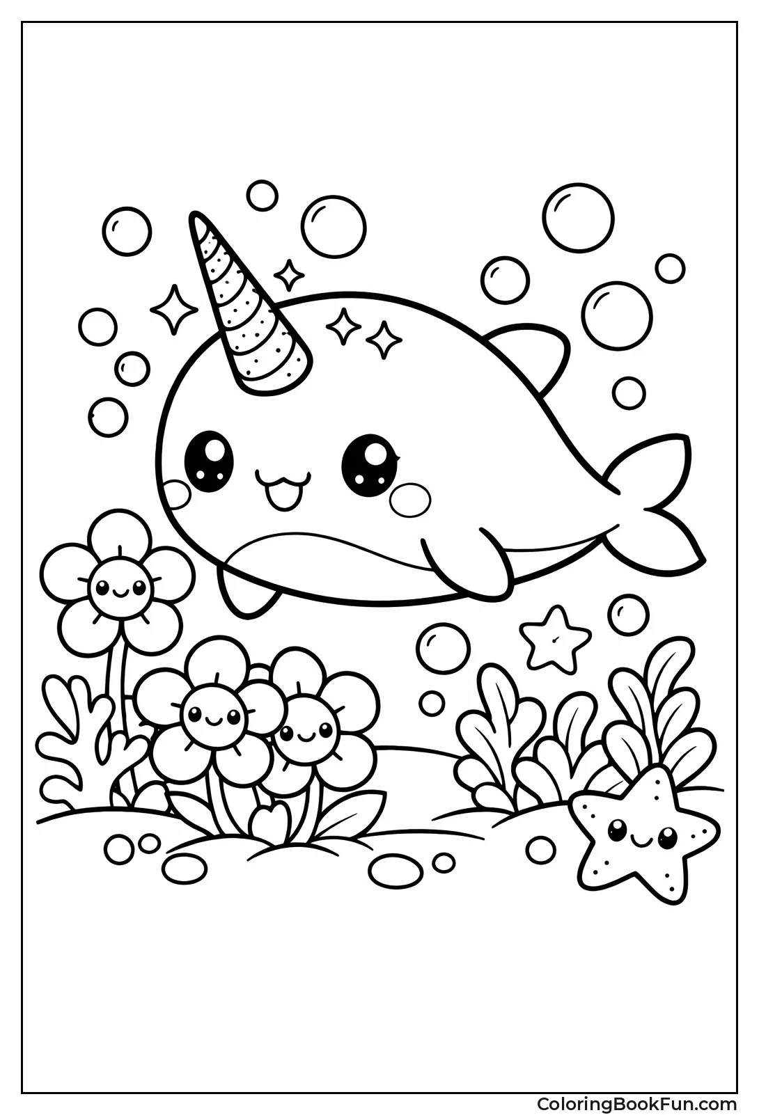 Magical Narwhal Swimming
