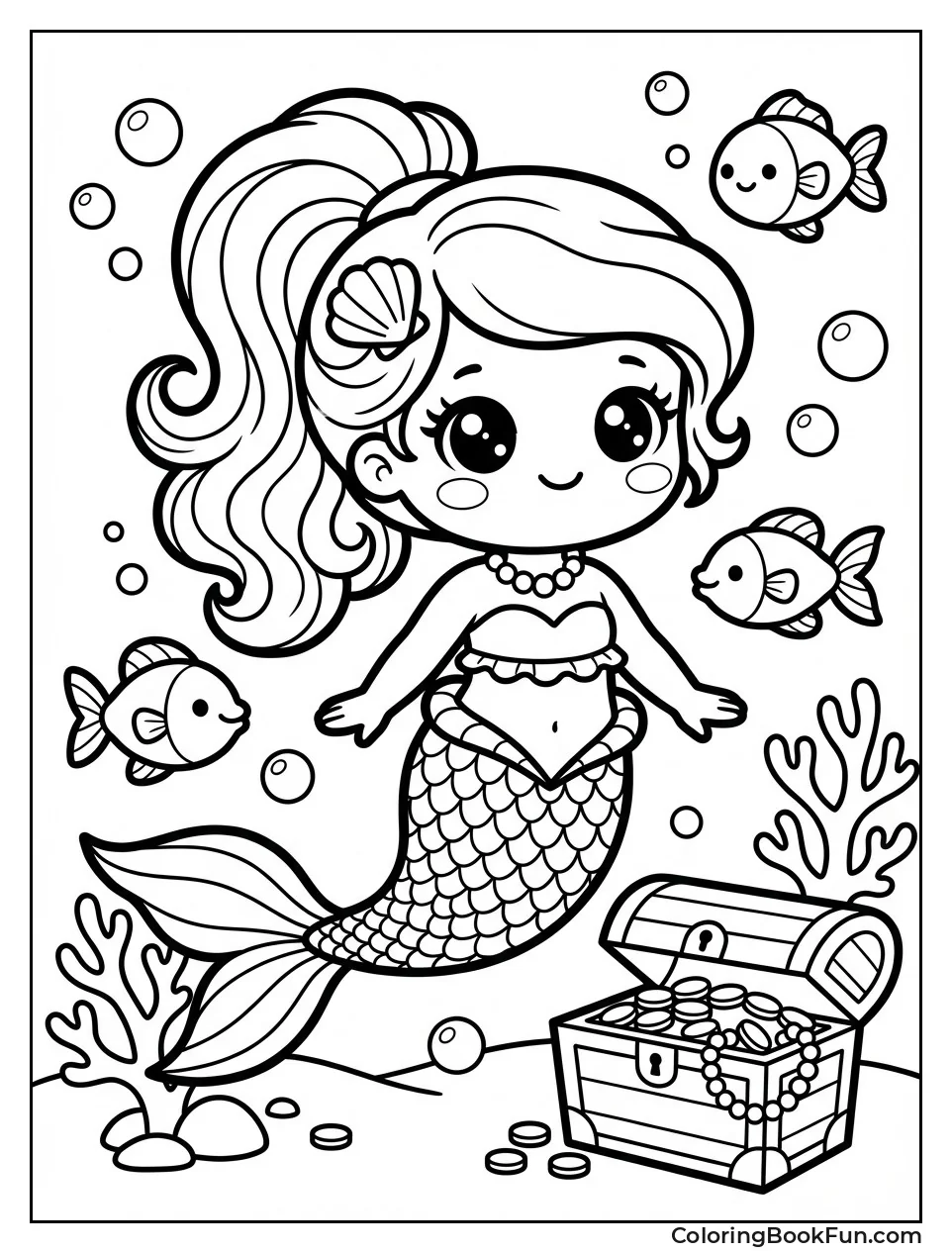 Kawaii Mermaid with Big Eyes