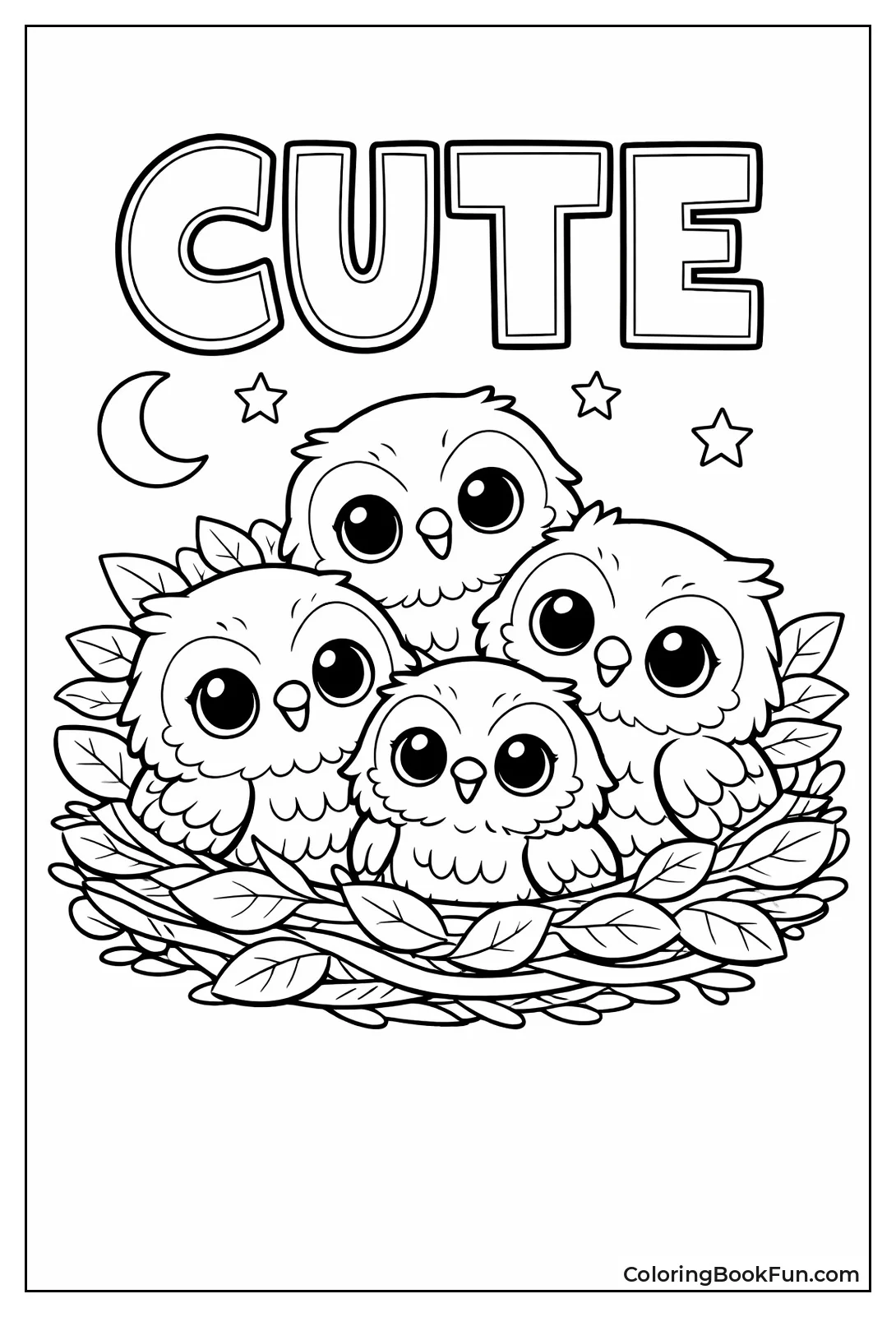 Kawaii Owlets in Nest