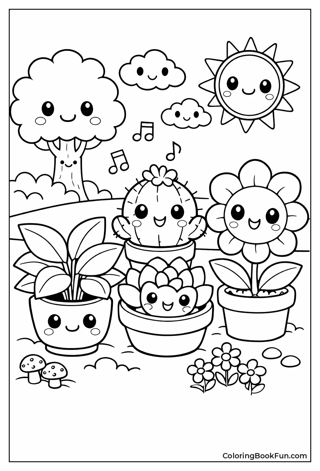 Cute Kawaii Plants Smiling Big