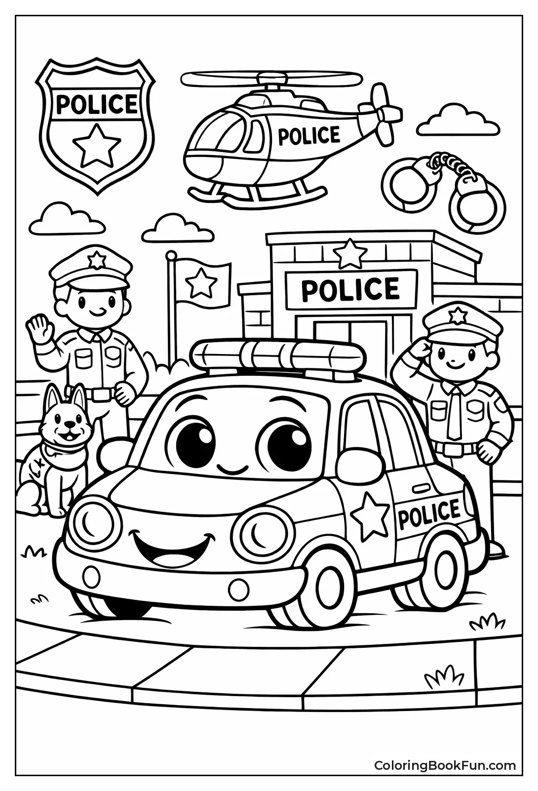 Kawaii Smiling Police Cruiser