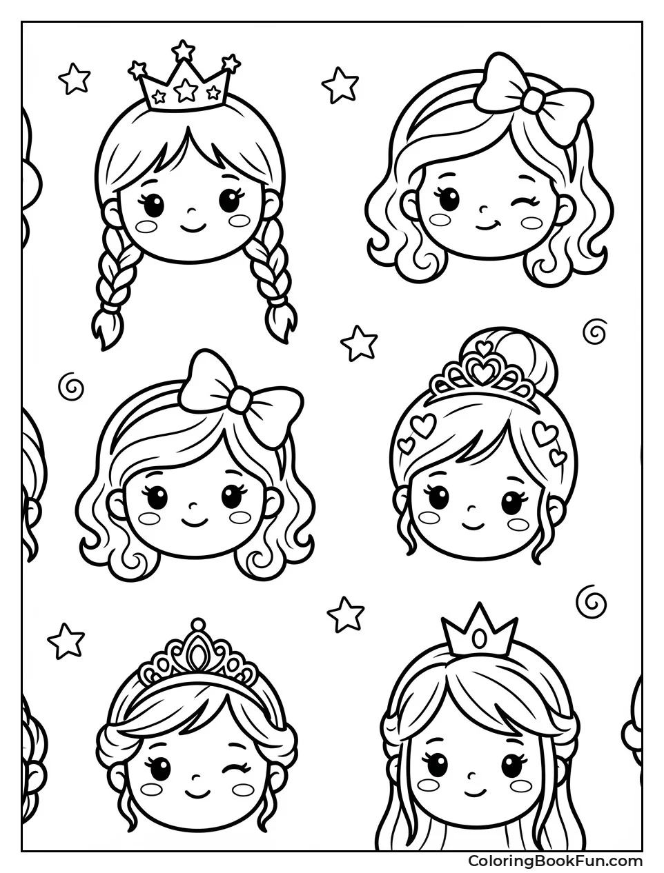 Chibi Princess Faces Smiling