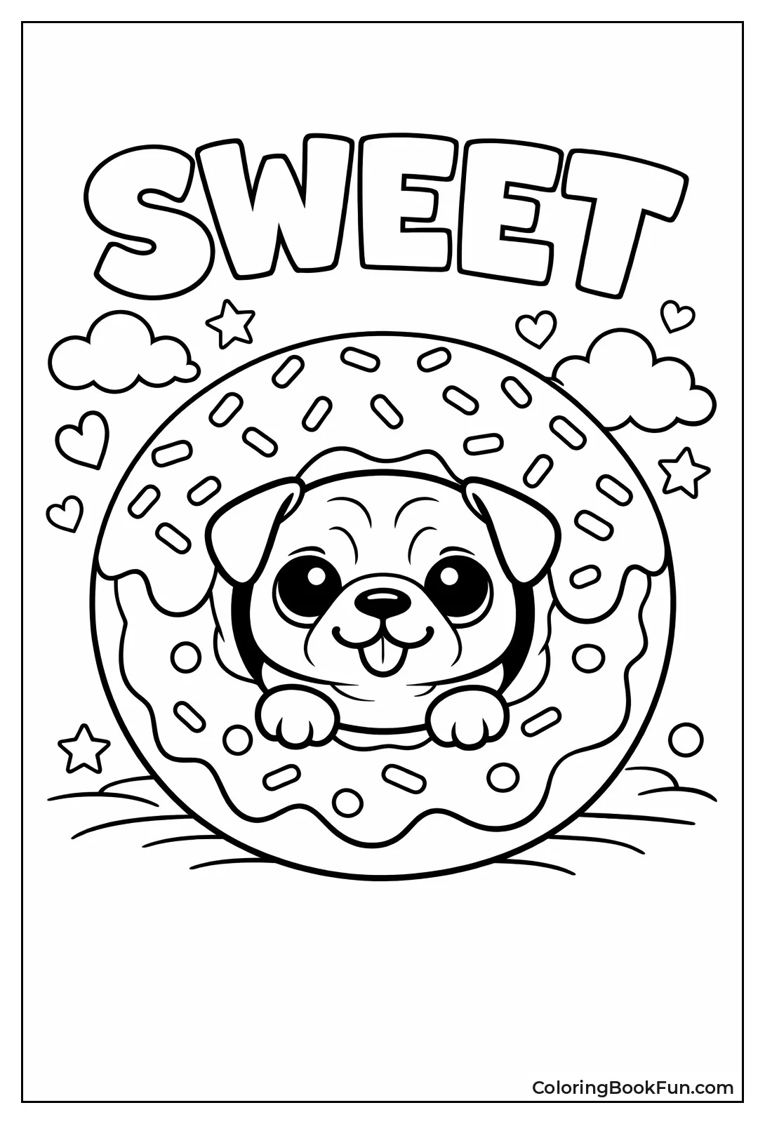 Pug Sitting in Donut