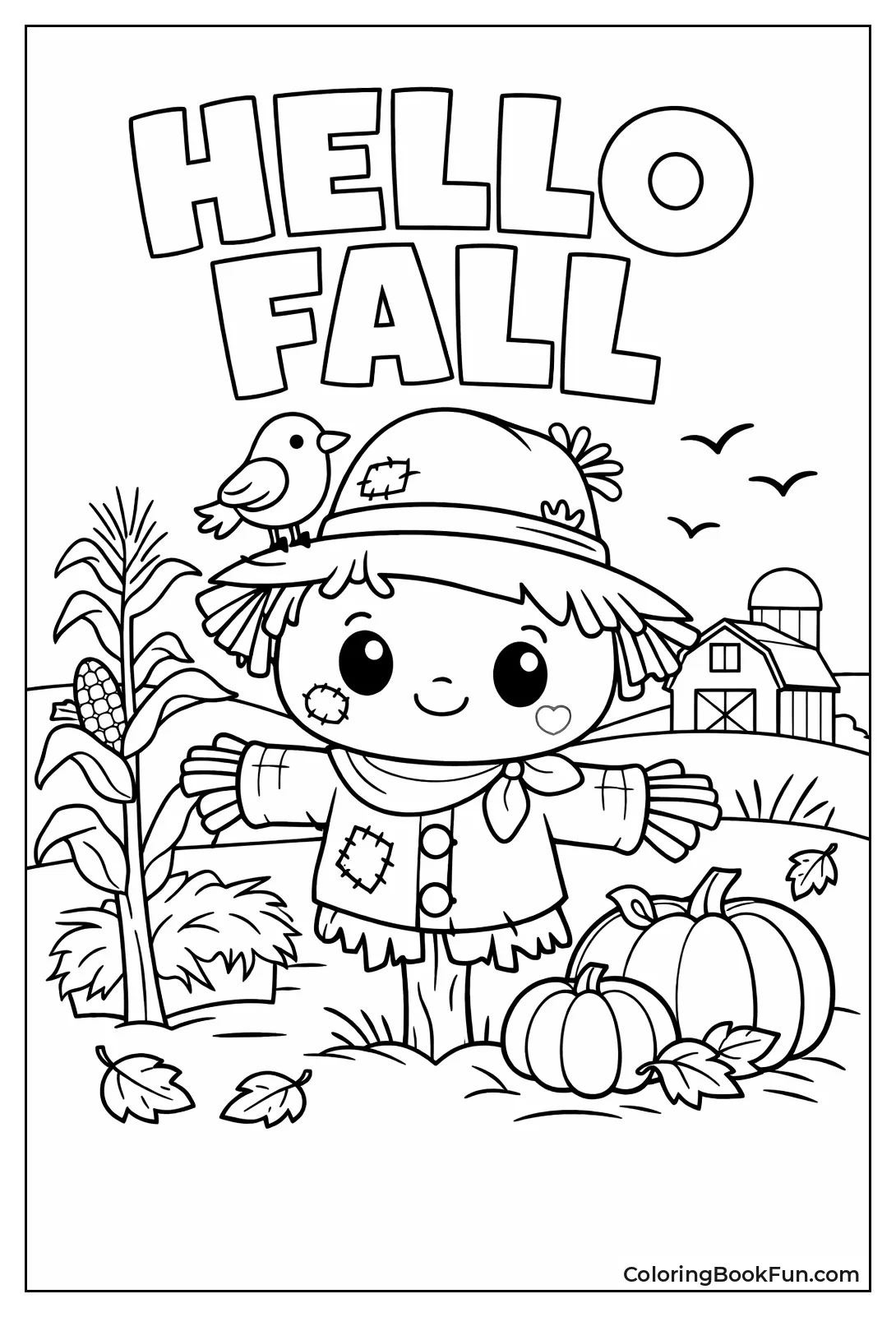 Cute Chubby Scarecrow with Big Eyes