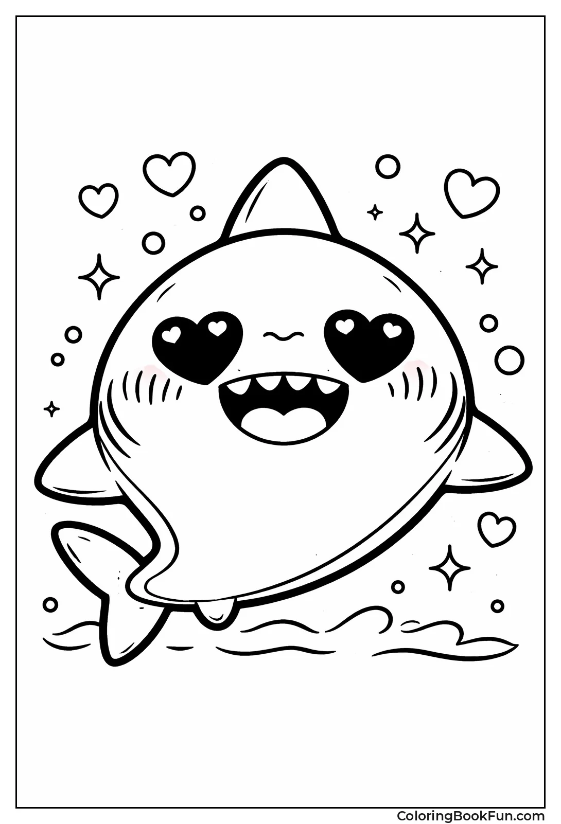 Kawaii Shark with Heart Eyes