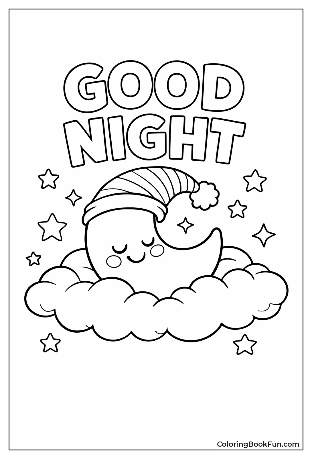 Sleeping Moon on Fluffy Cloud