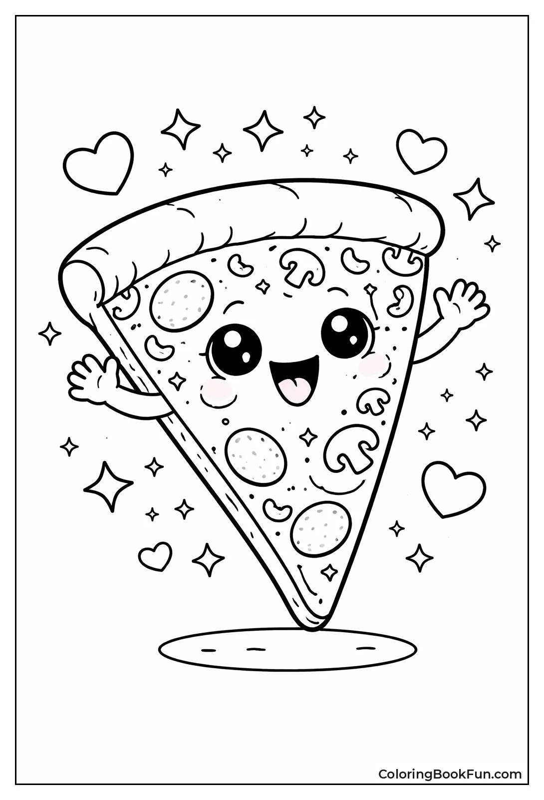 Smiling Kawaii Pizza Slice Waves
