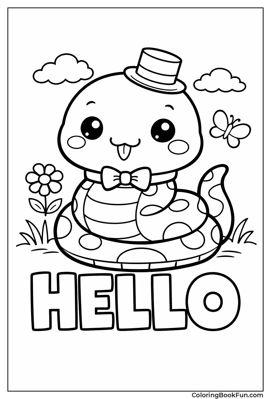 Kawaii Snake with Top Hat