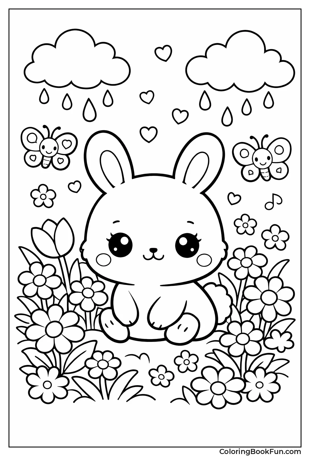 Bunny in Flower Garden