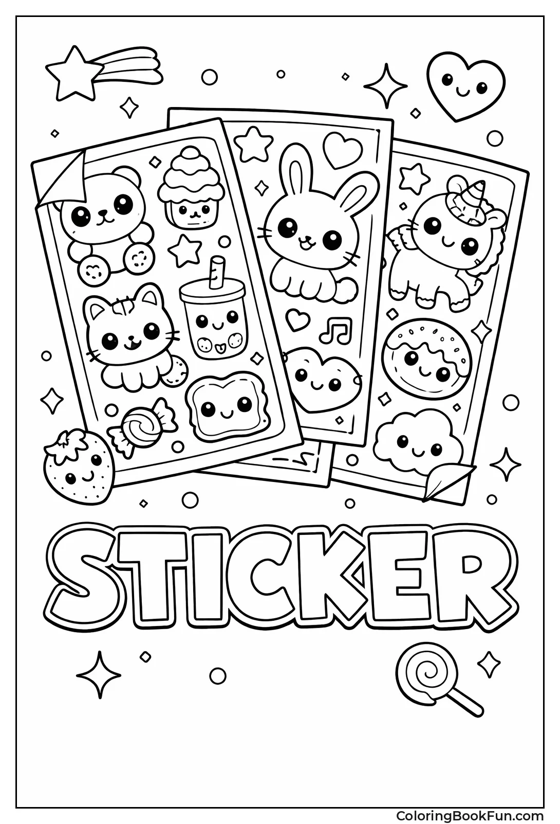 Colorable Kawaii Stickers