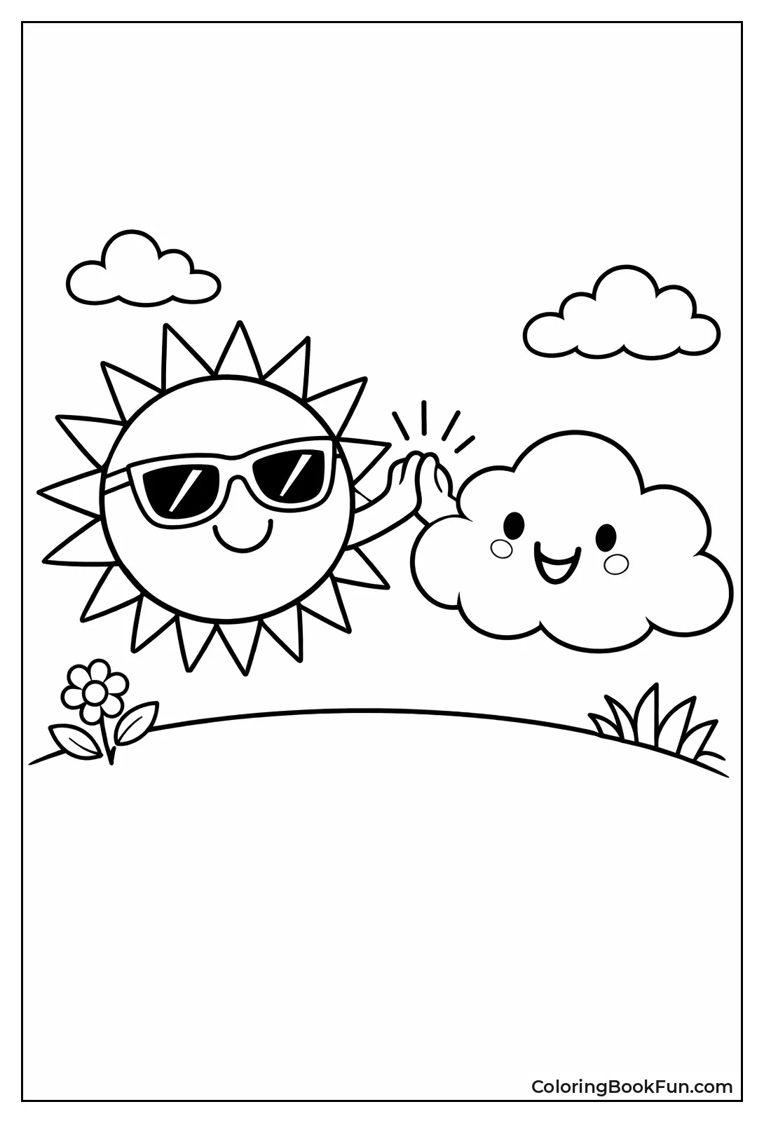 Kawaii Sun High-Fiving Cloud