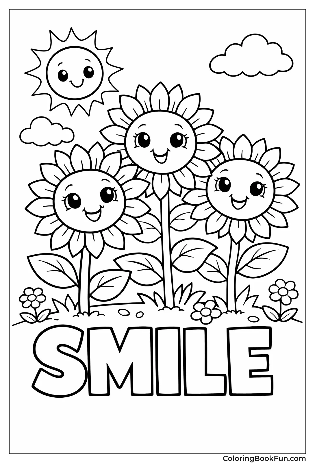 Happy Kawaii Sunflower Faces