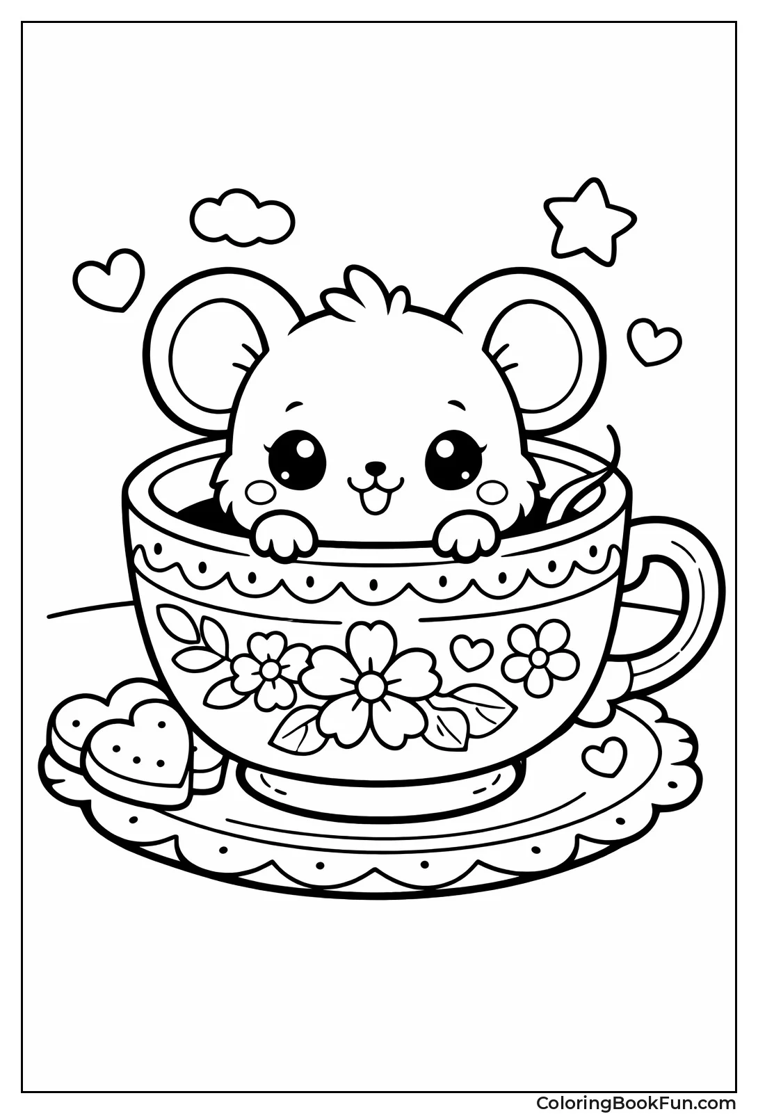 Mouse Peeking from Teacup