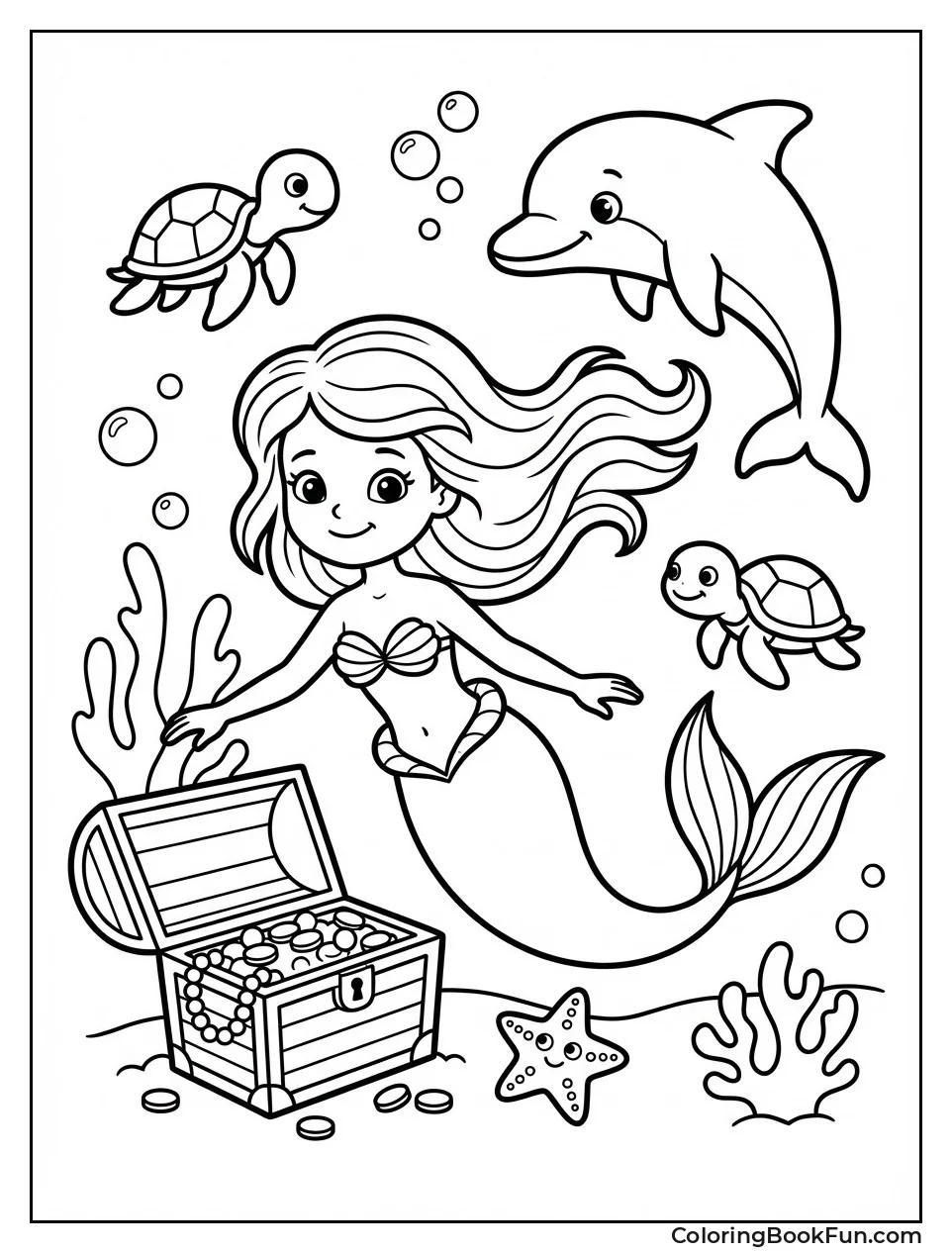 Playful Mermaid with Creatures