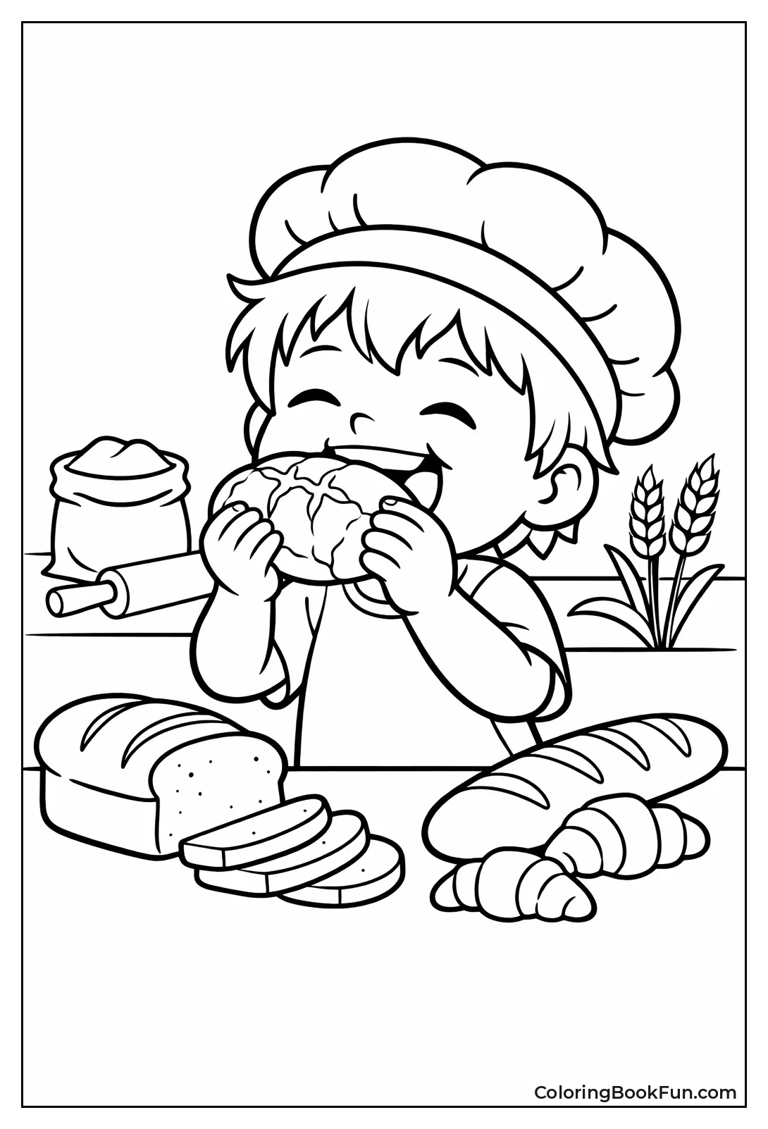 Kid Bites Crusty Roll