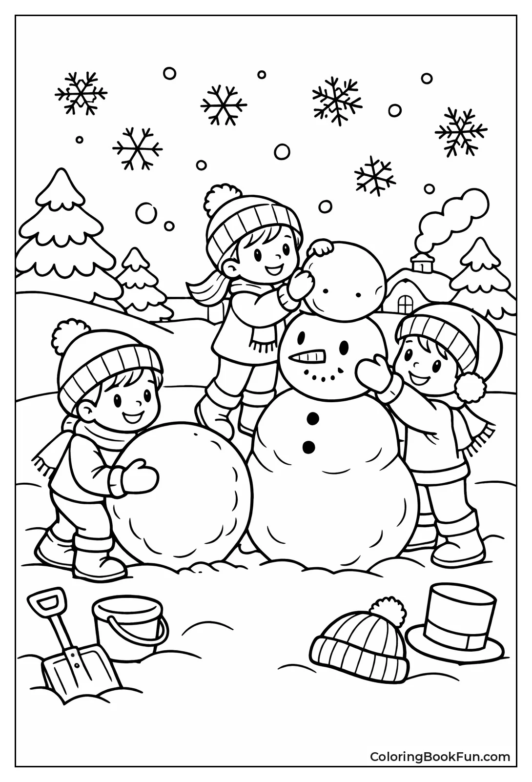 Kids Stacking Snowballs