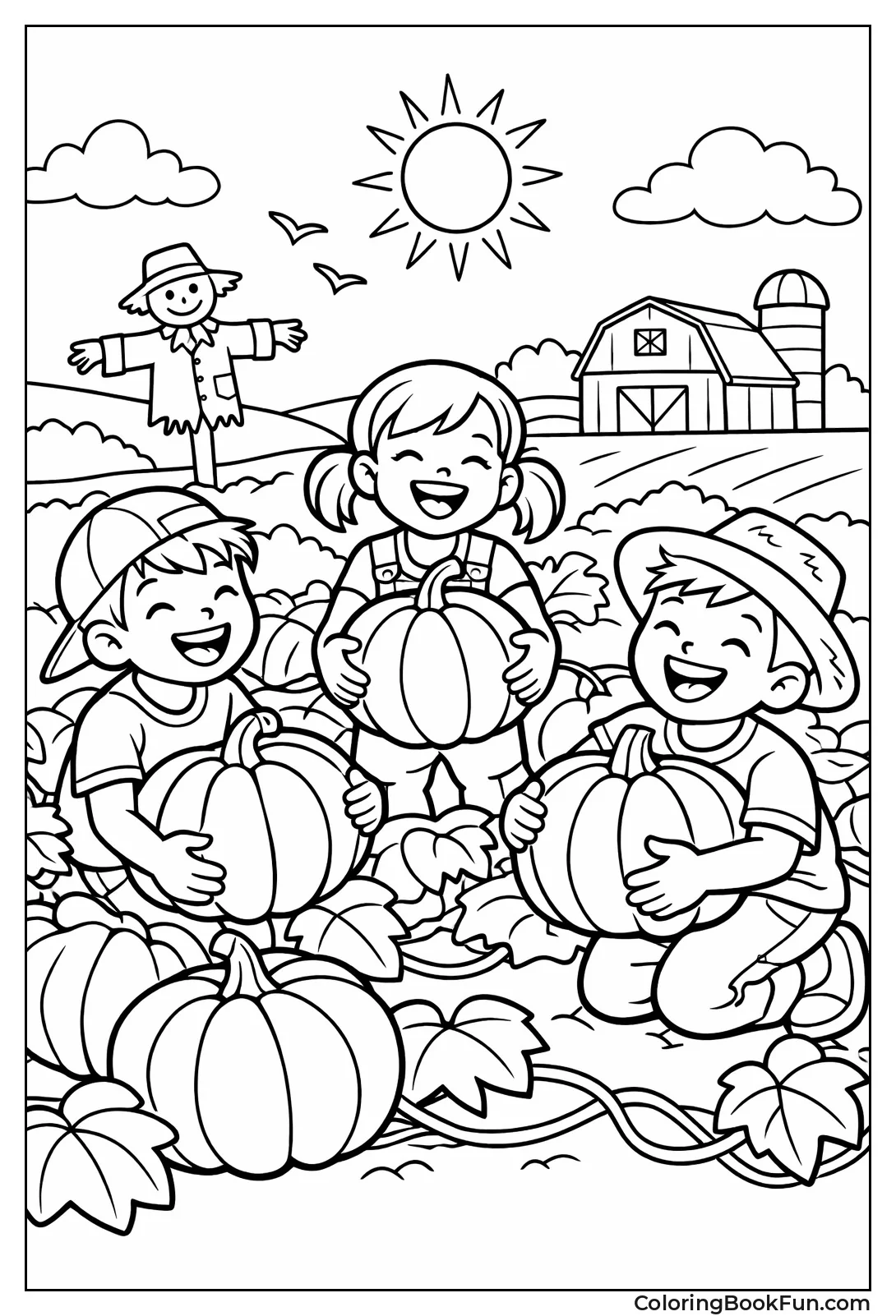 Kids Picking Big Pumpkins