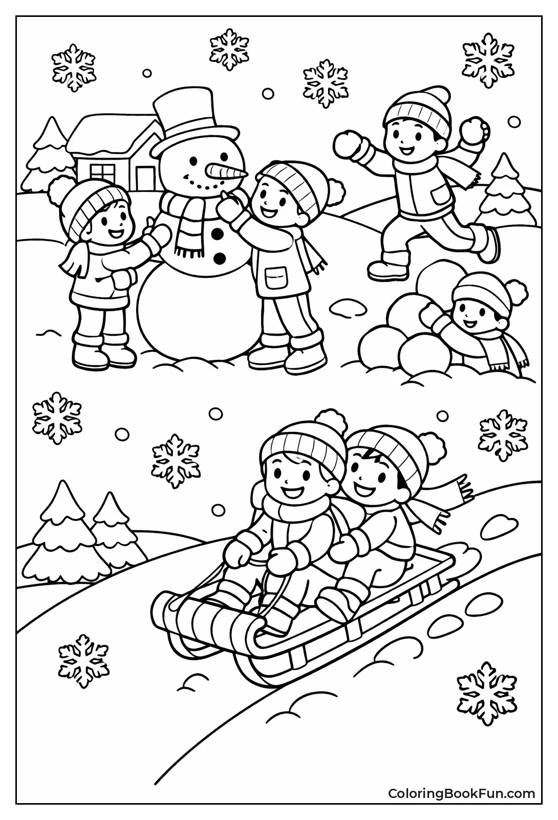 Kids Playing in Snow