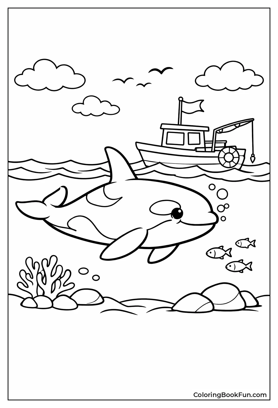 Orca Beside Small Boat