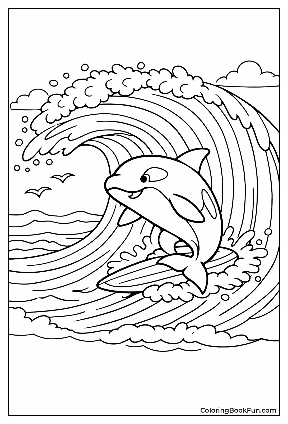 Orca Surfing Big Wave