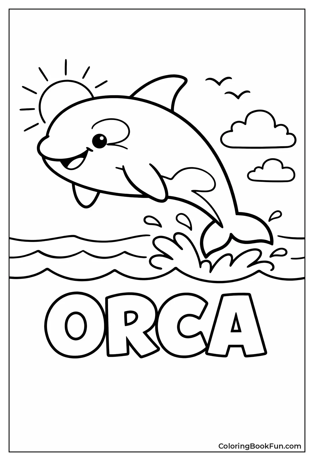 Simple Happy Orca Outline