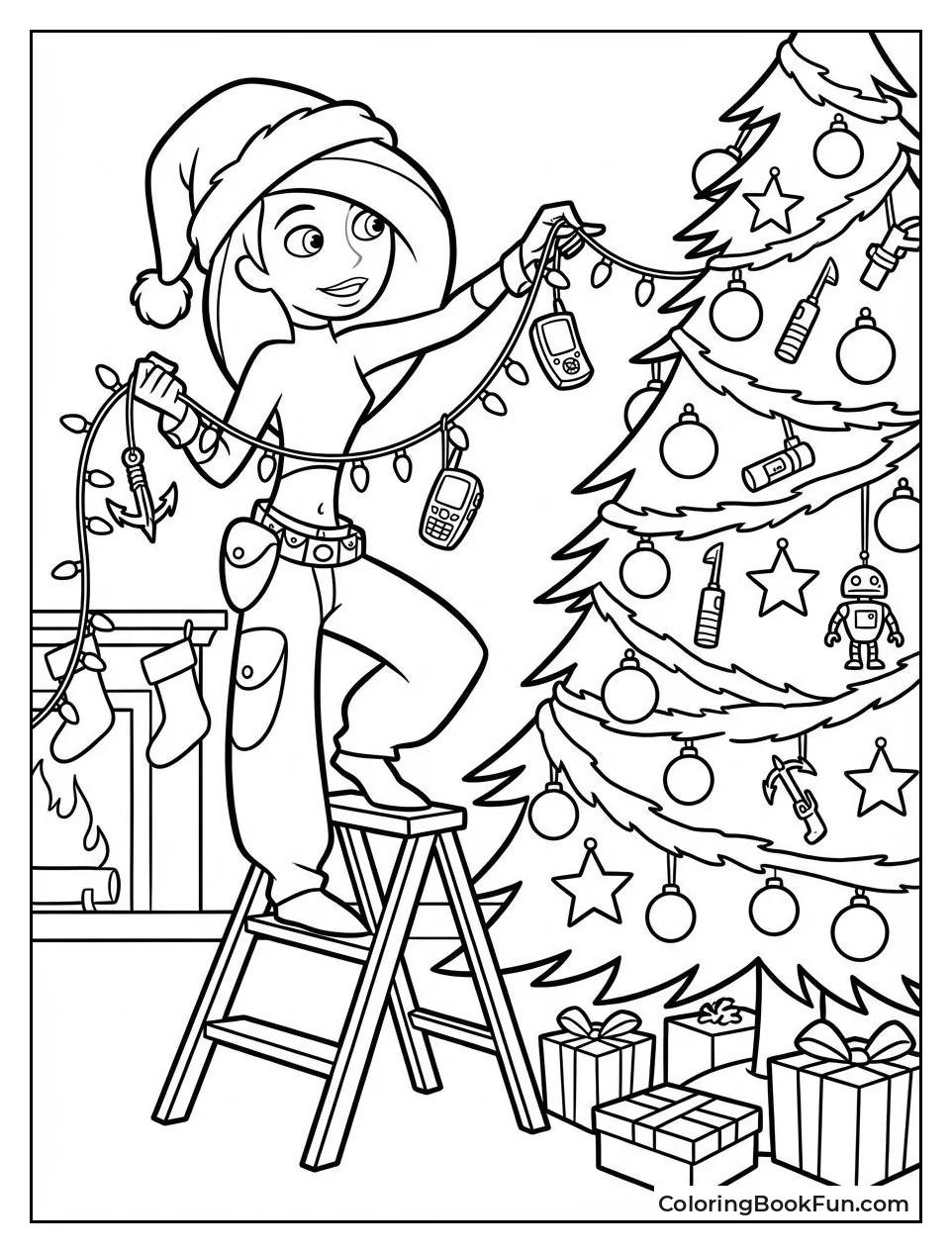 Kim Decorates Christmas Tree