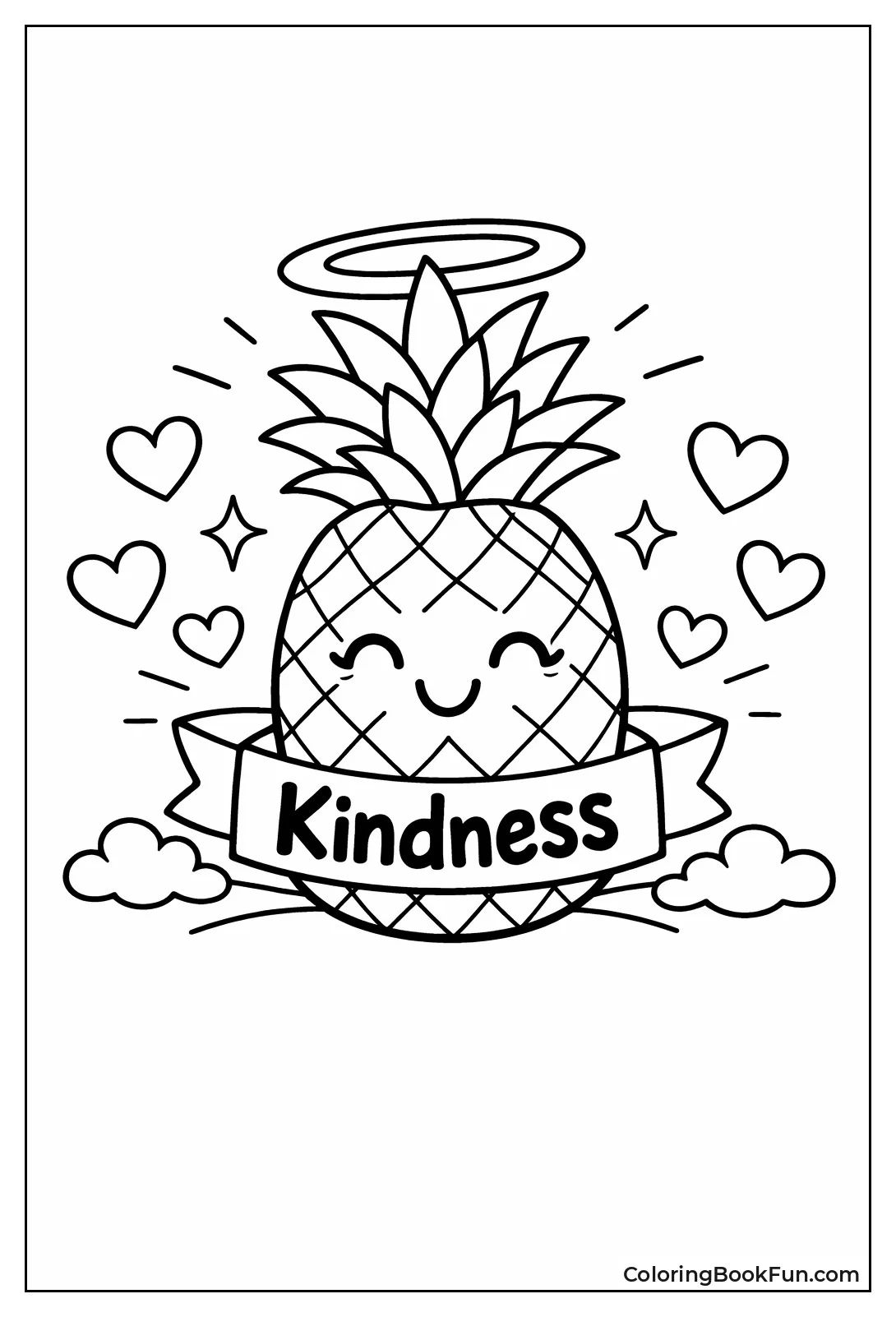 Kindness Pineapple with Hearts