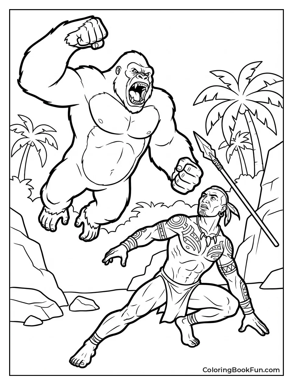 Tribal Warrior Raises Spear