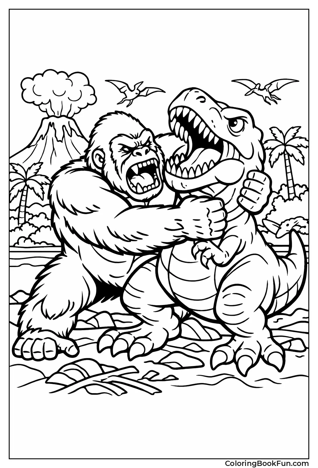 King Kong Wrestles T-Rex
