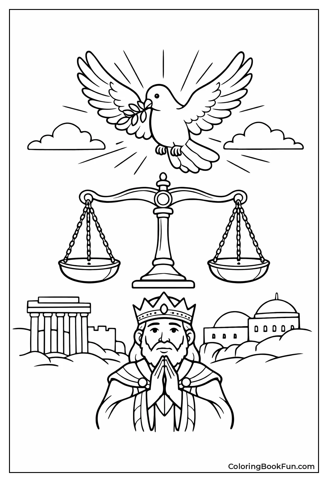 Dove over Justice Scale