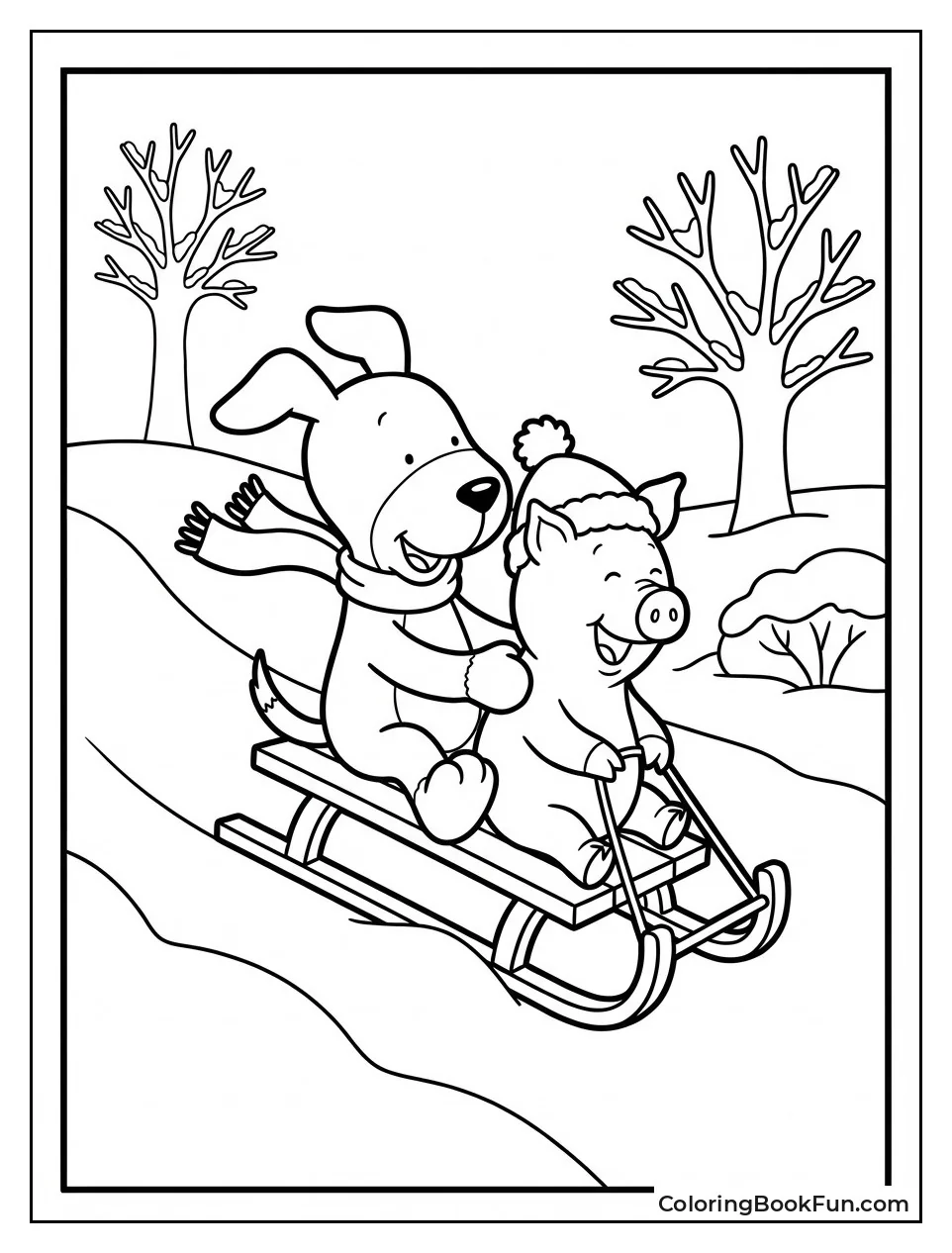 Kipper Sleds Snowy Hill