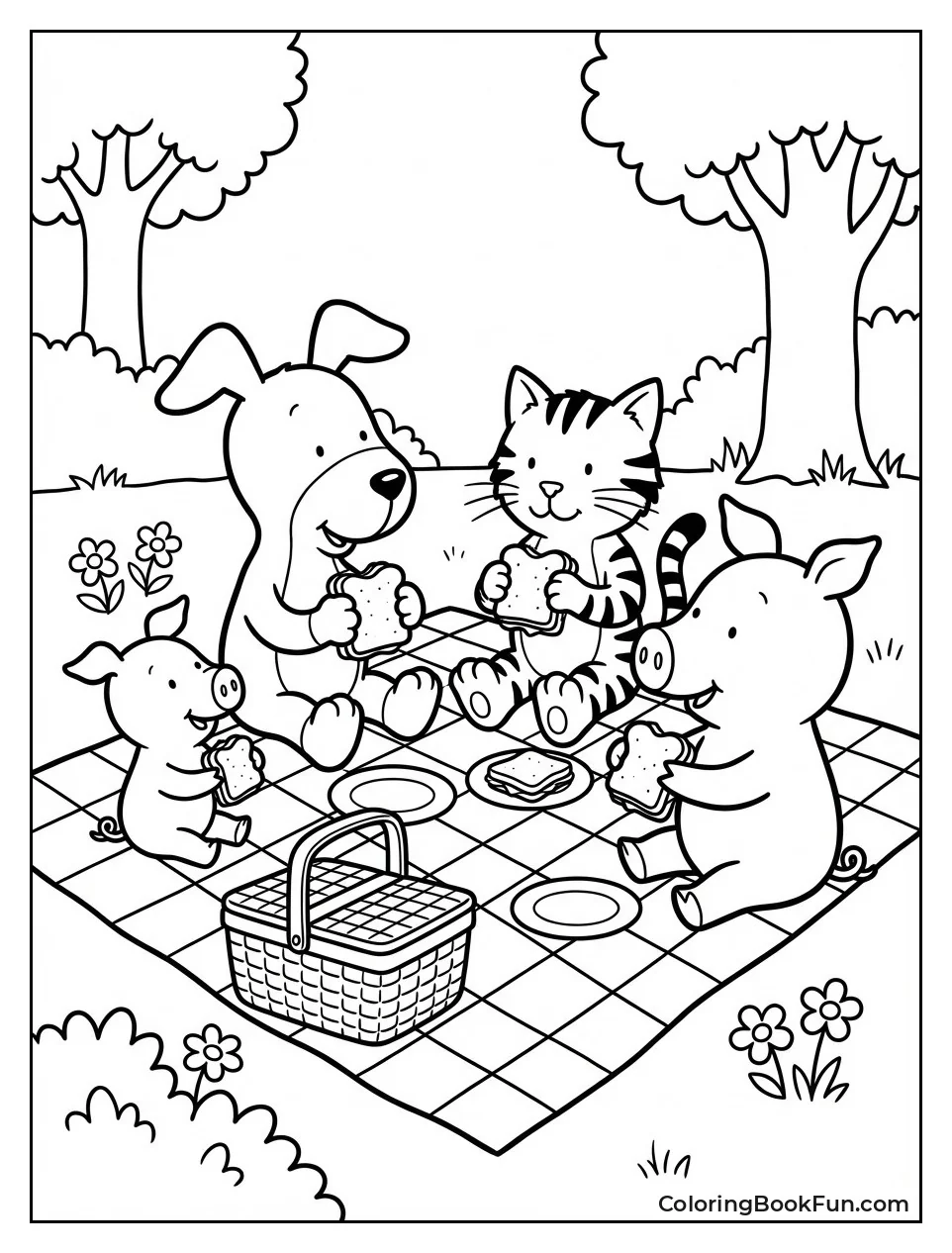 Friends Picnic on Blanket