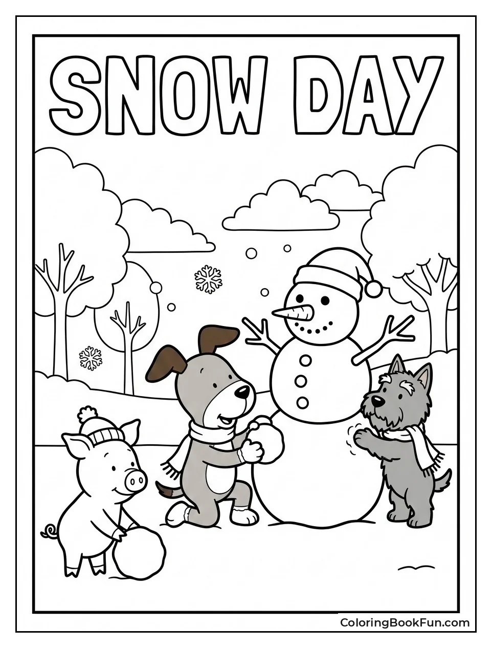 Friends Build Snowman Park