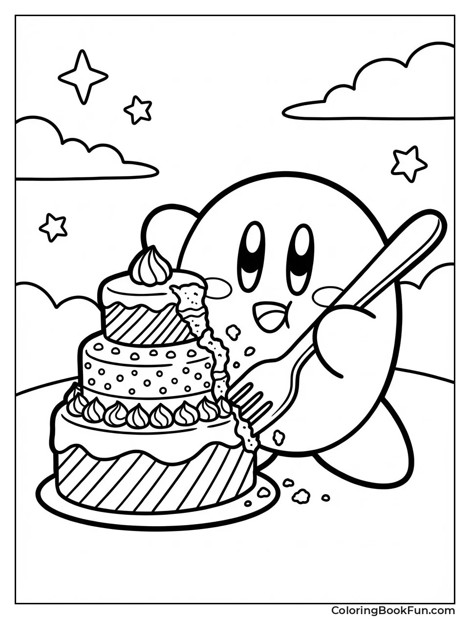 Kirby Eating Huge Cake